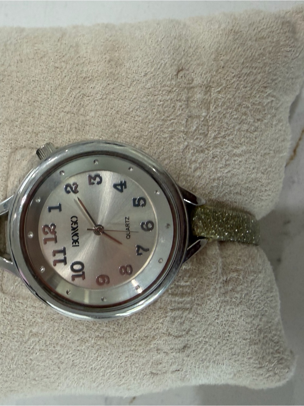 BONGO Silver Dial Women's Watch with Sparkle silvery Strap